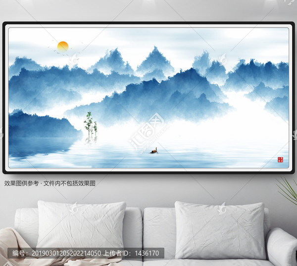 新中式山水背景墻