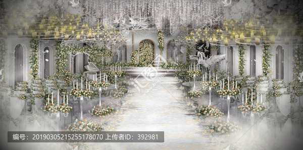 白金色歐式婚禮宴會廳設計