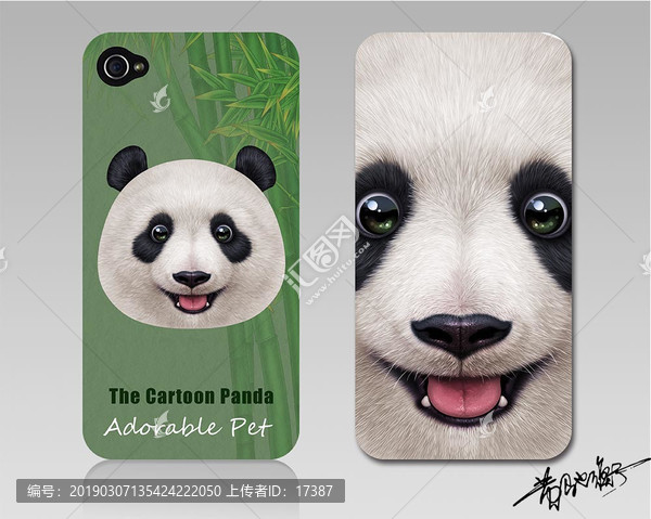 立体卡通熊猫手机壳图案