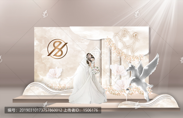 香檳色手繪婚禮背景