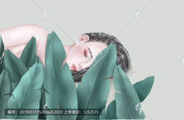 清新唯美女孩森系文艺风插画图片