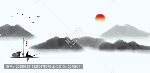 禪意水墨山水獨(dú)釣寒江雪