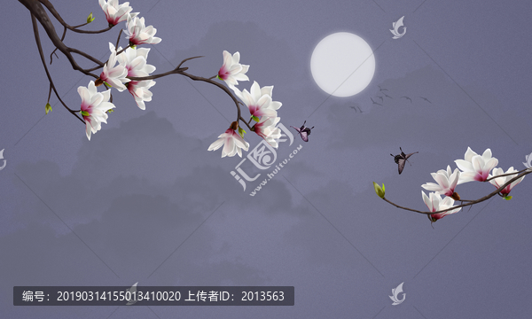 手繪玉蘭花開