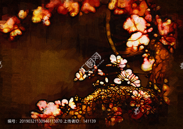 桃花油畫