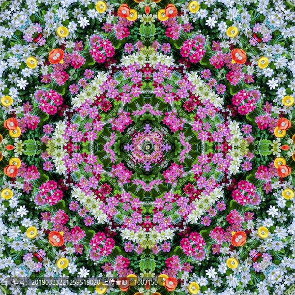 鮮花拼花對稱裝飾圖案