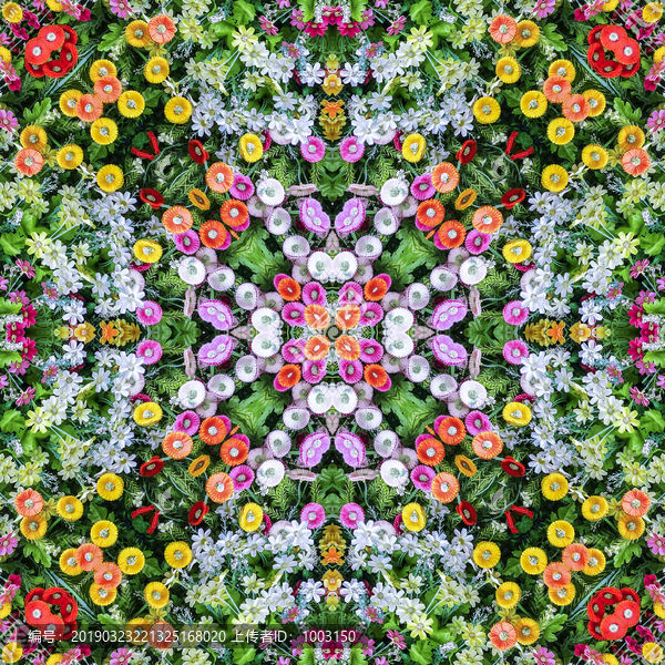 鮮花拼花對(duì)稱(chēng)裝飾圖案