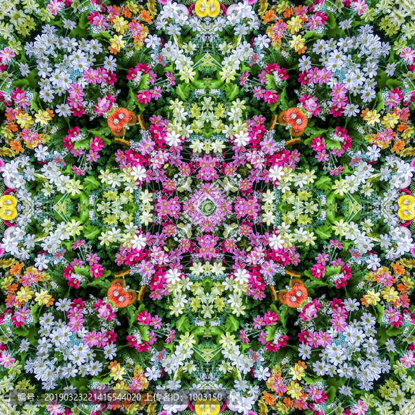 鮮花拼花對(duì)稱裝飾圖案
