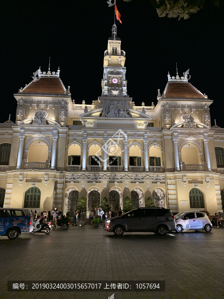 越南胡志明市政厅夜景
