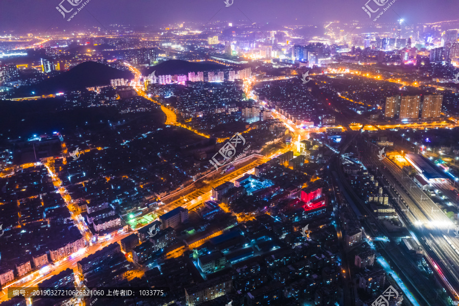 航拍徐州市城市夜景