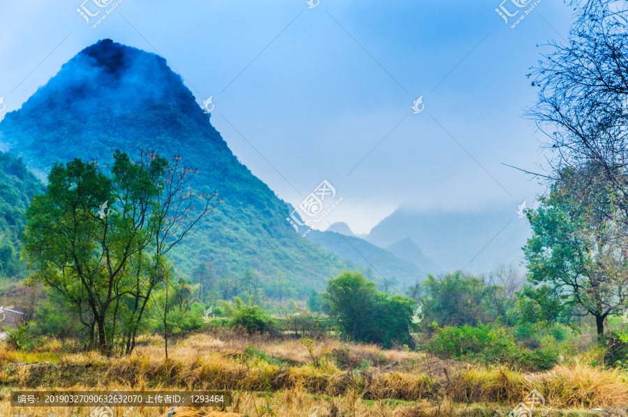 雾色山景