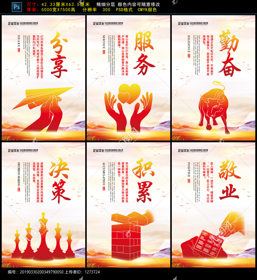 分享服務(wù)積累敬業(yè)決策勤奮掛圖
