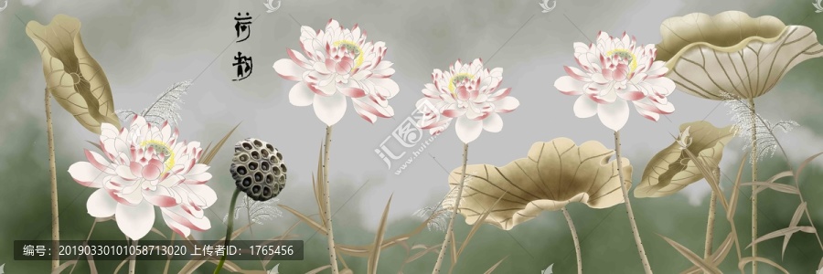 現(xiàn)代工筆畫(huà)清風(fēng)荷韻裝飾畫(huà)