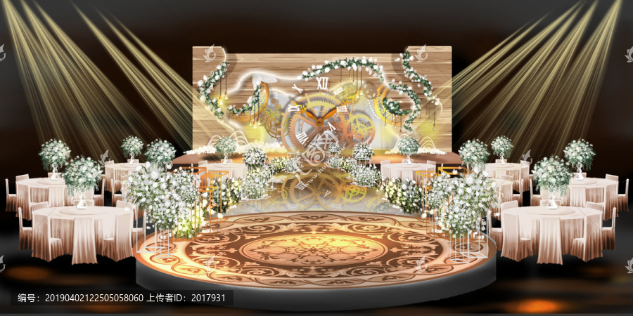 時(shí)鐘婚禮效果圖香檳綠色