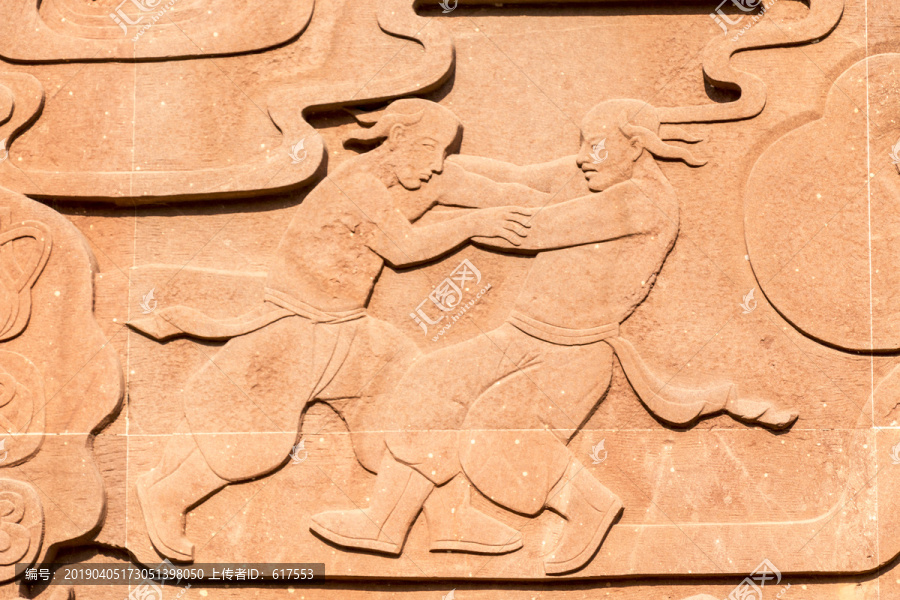 蒙古人摔跤浮雕