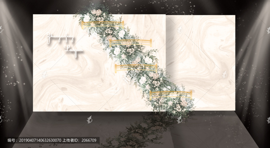 香檳色白色綠色婚禮迎賓區(qū)設計