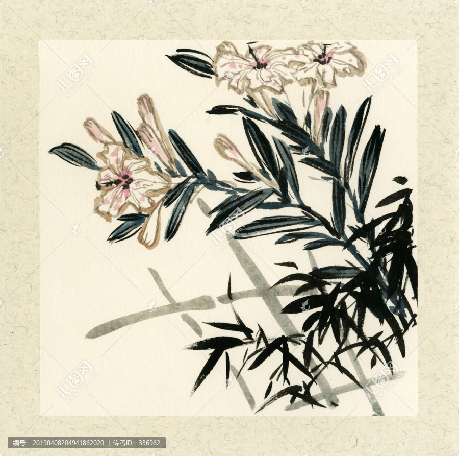 國畫百合花