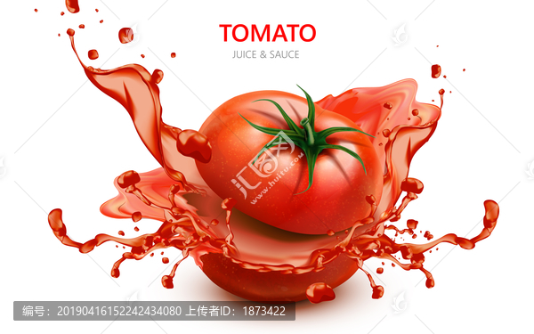 番茄汁喷溅素材矢量