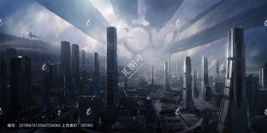 科幻场景未来城市外星建筑空间站