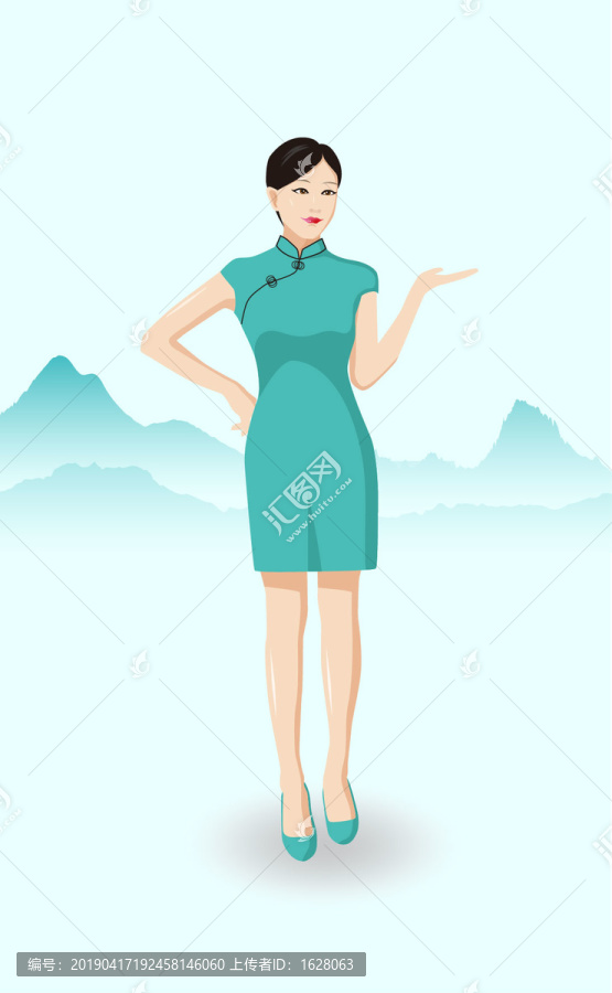 綠旗袍女孩