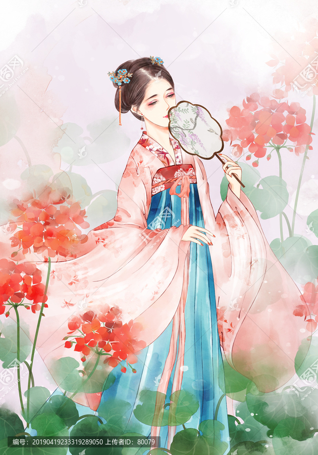 汉服少女赏花