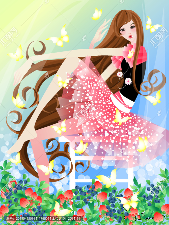 矢量插畫少女