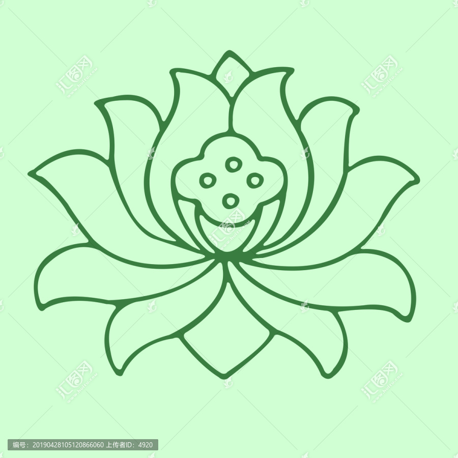 寶相花線描