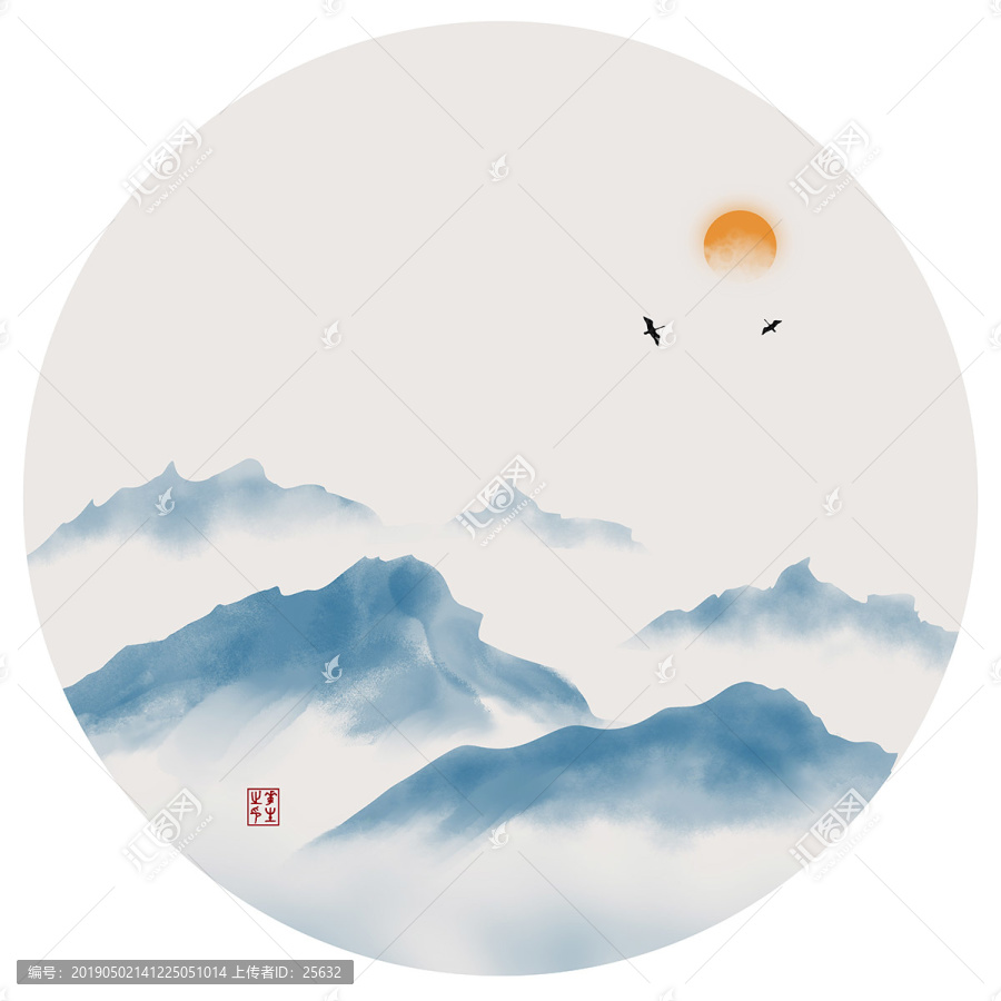 中國(guó)風(fēng)水墨山水作品