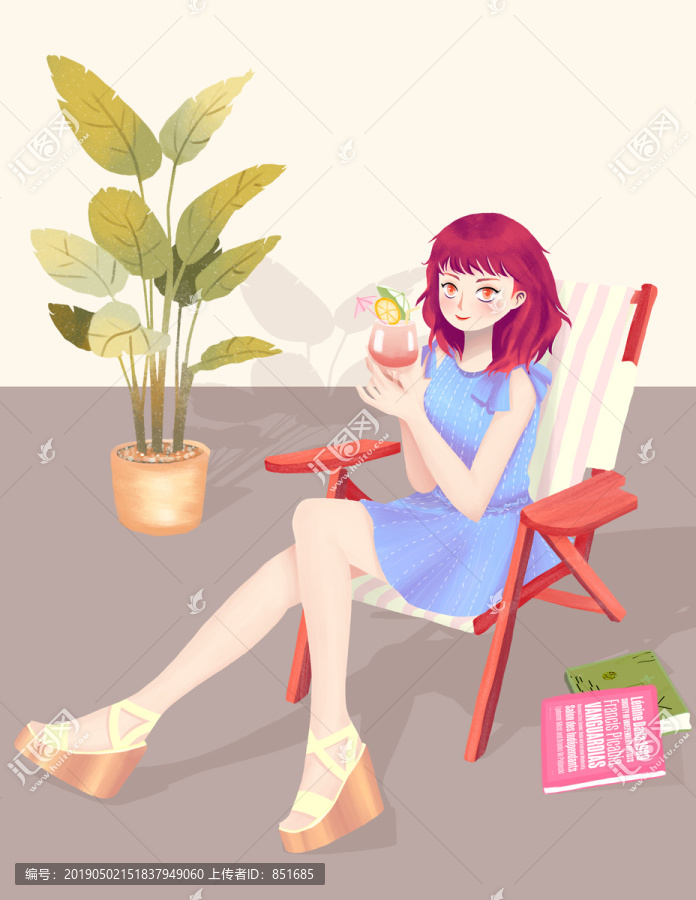 時尚手繪插畫女孩