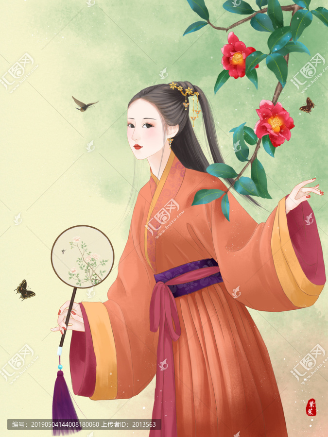 漢服少女撲蝶