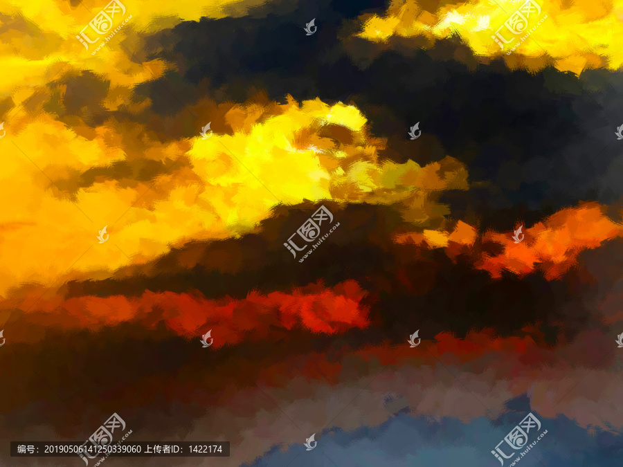 唯美天空油畫素材