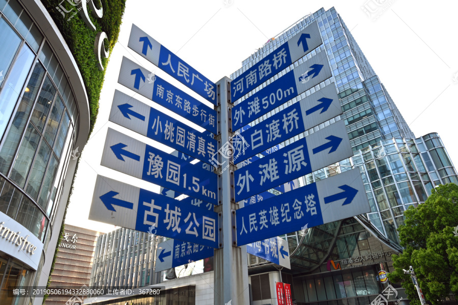 上海人民广场旅游景点指路牌
