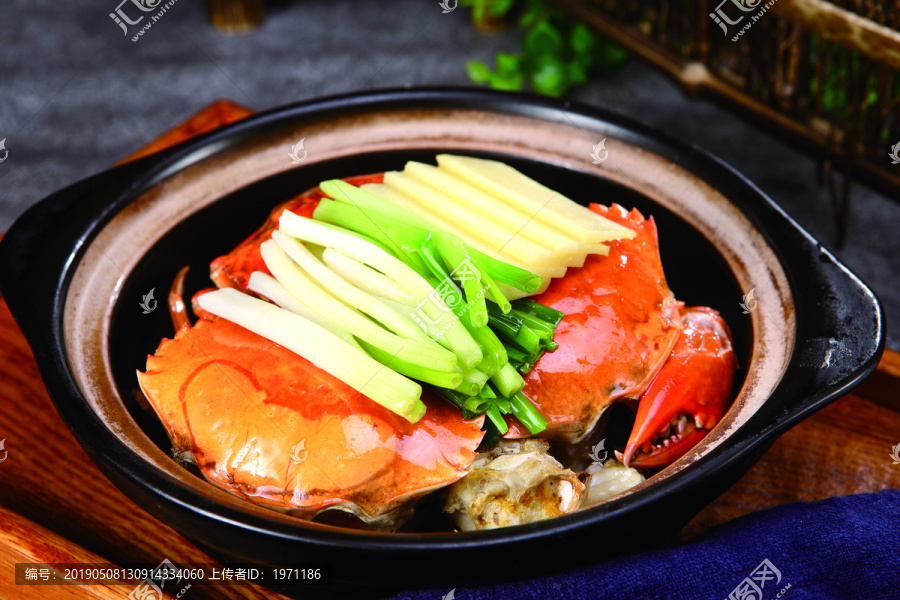 砂锅香葱蟹