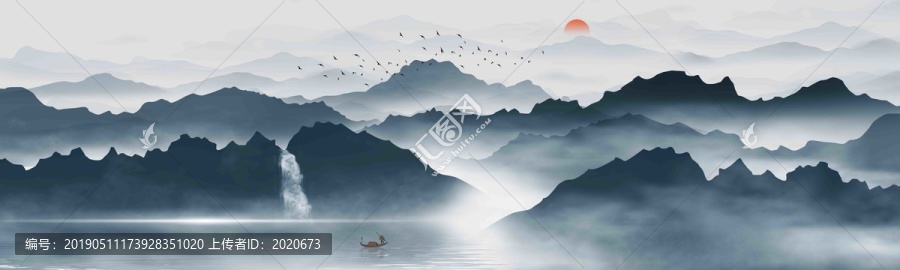 國畫巨幅山水