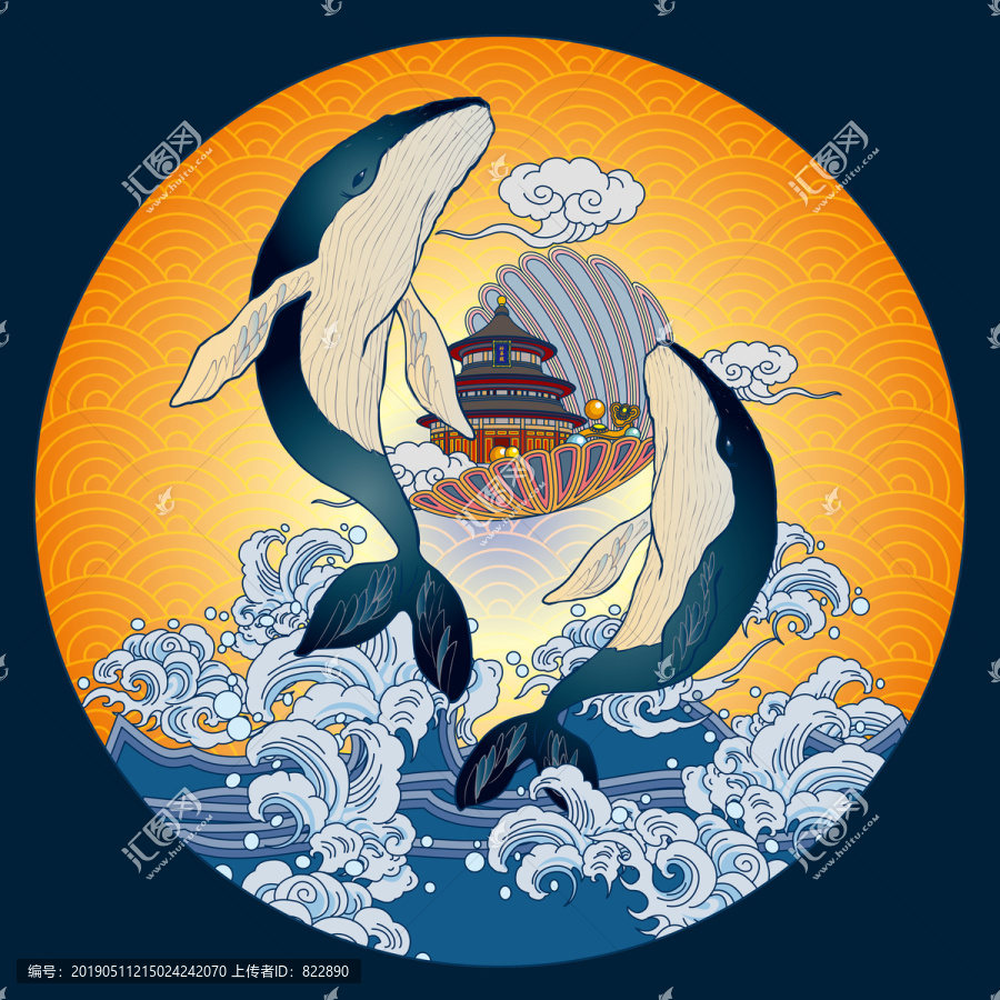 傳統(tǒng)圖案鯤故宮海