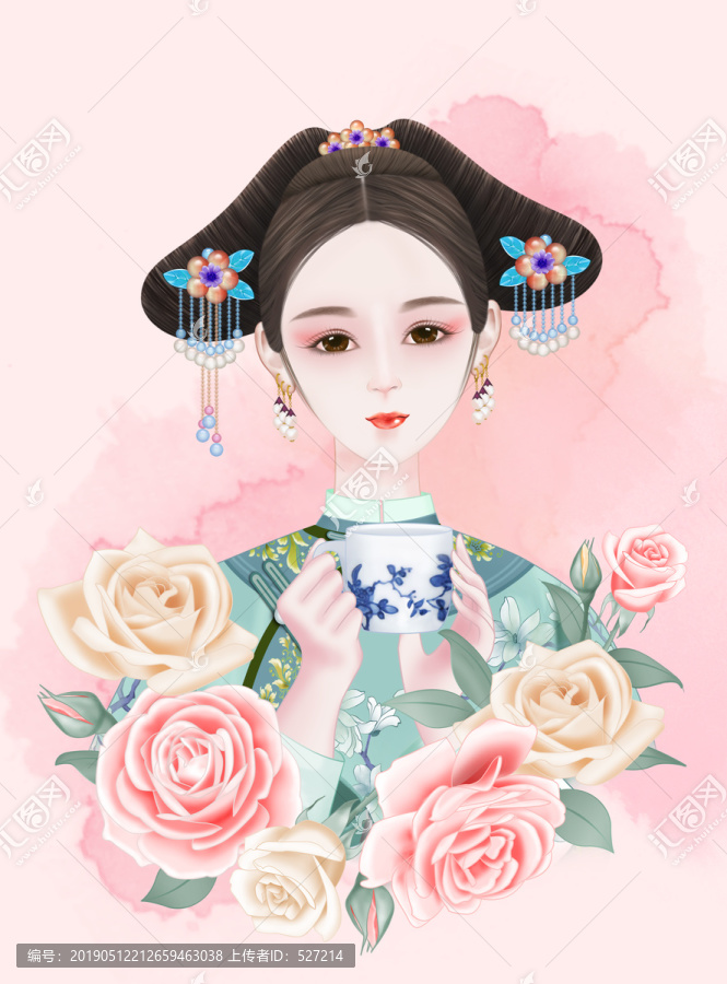 清宫美人插画