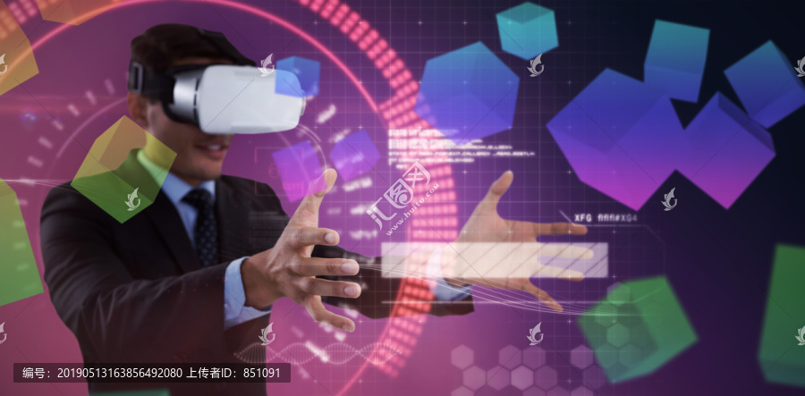 科技光感背景下用VR头显的人