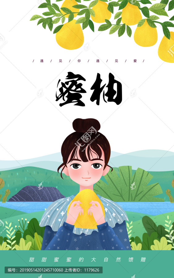 蜜柚包裝袋插畫