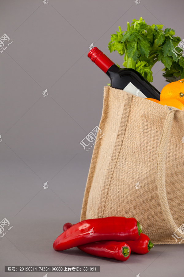 杂货袋蔬菜水果特写