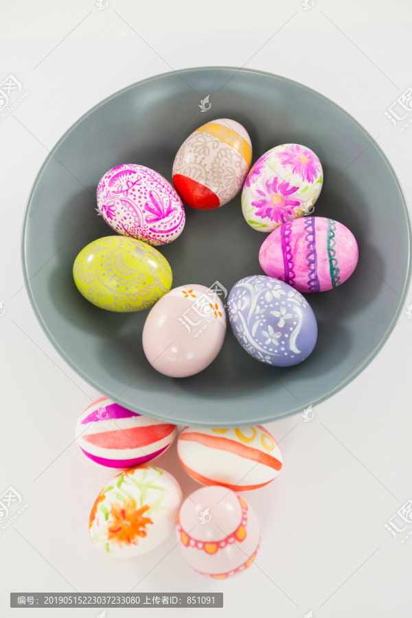 彩绘复活节彩蛋的特写