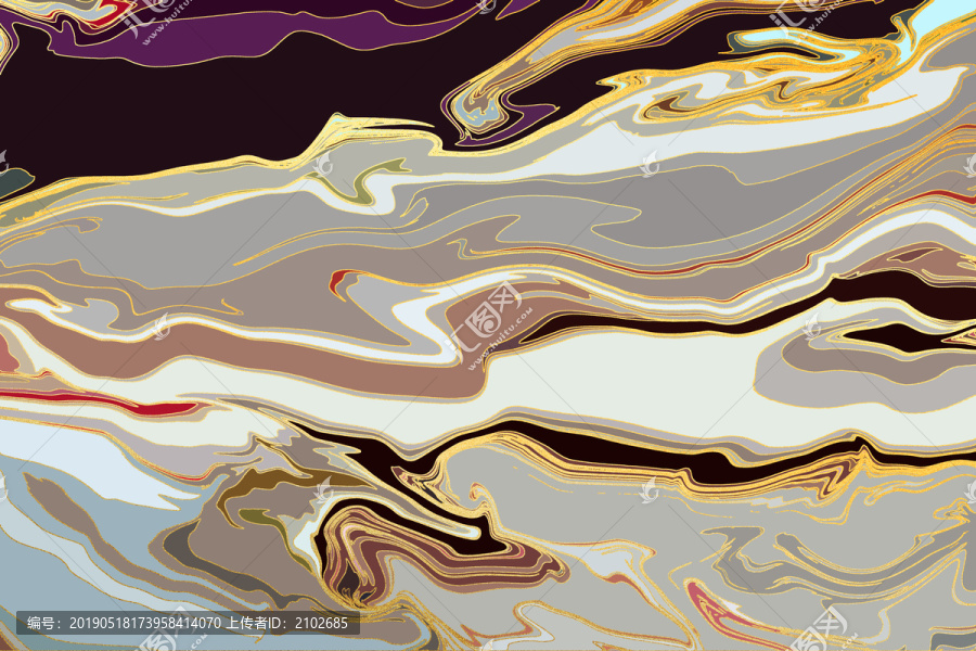 水彩金色大理石纹理装饰画