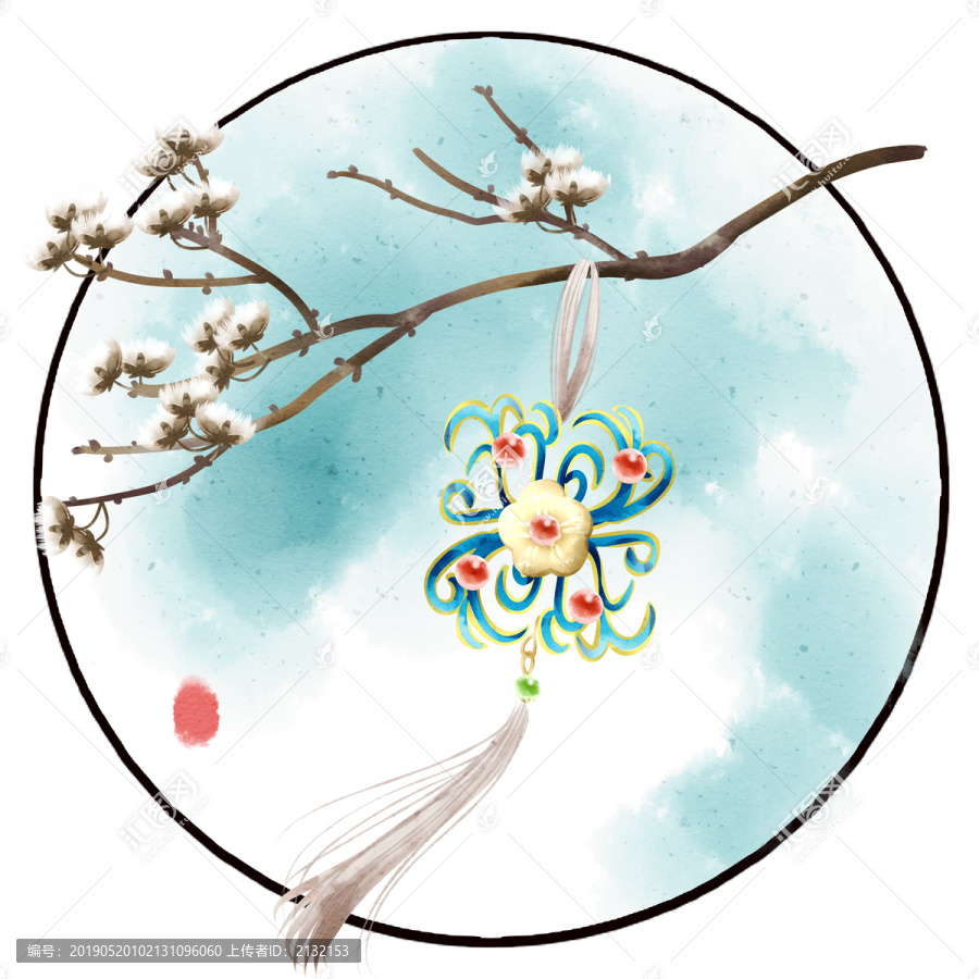 水彩風(fēng)格中國古代配飾插畫