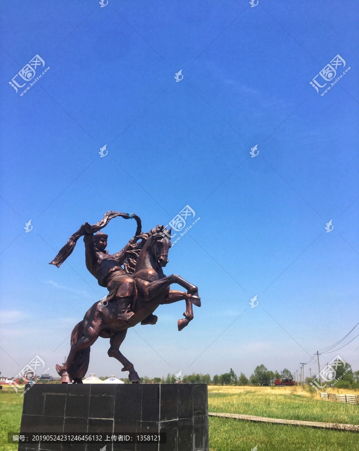 蒙古族,骑马献哈达,雕塑