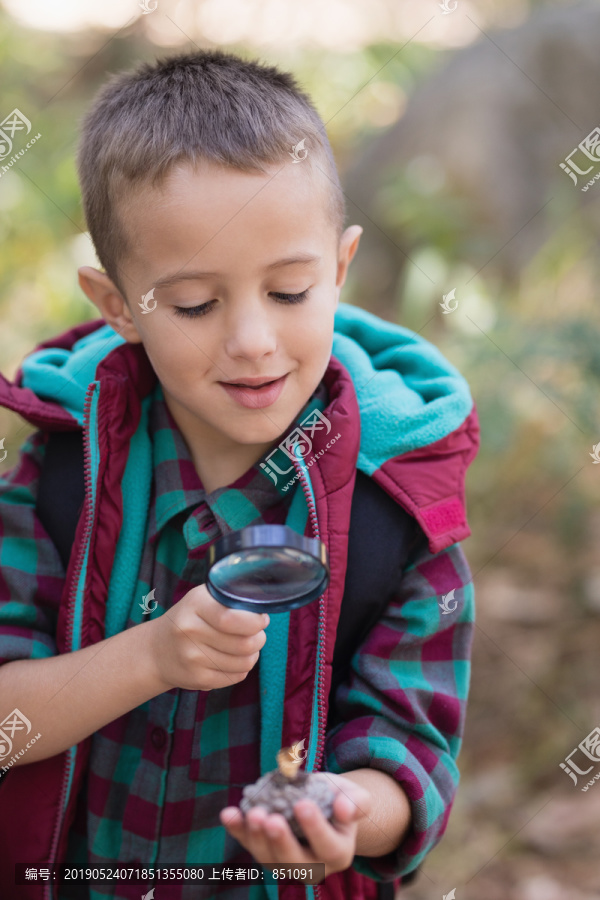 森林里的小男孩肖像