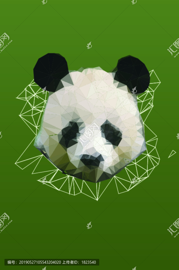 多邊形抽象矢量熊貓圖案