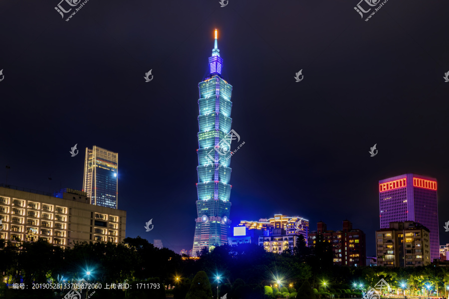 中国台湾台北城市夜景风光