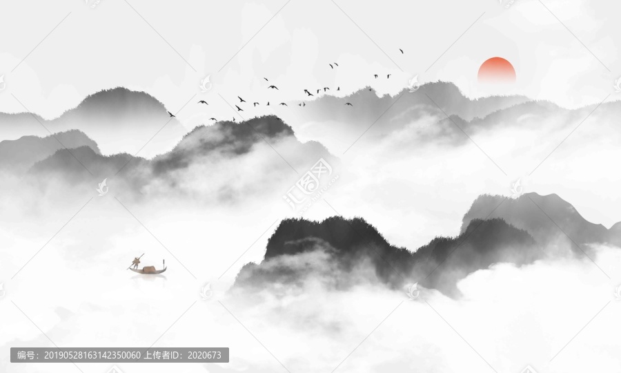 云霧意境山水裝飾畫