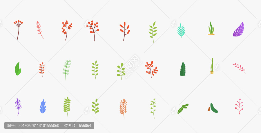植物的花葉果實圖案插畫