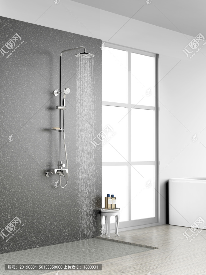 大淋浴龙头浴室场景图