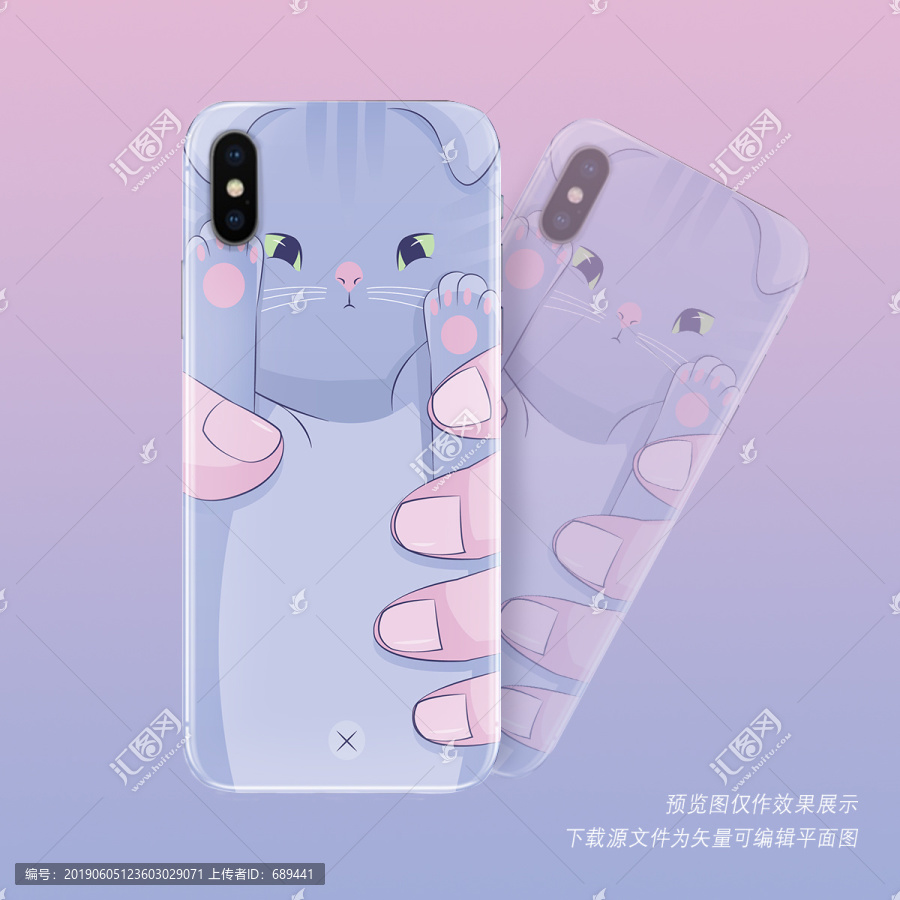 原創(chuàng)卡通貓手機殼矢量圖案設計