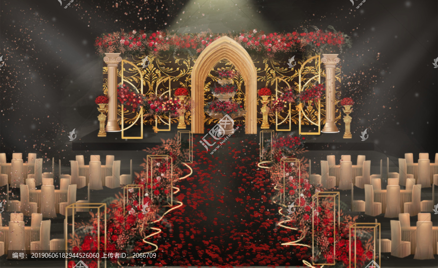 红金色欧式婚礼舞台设计